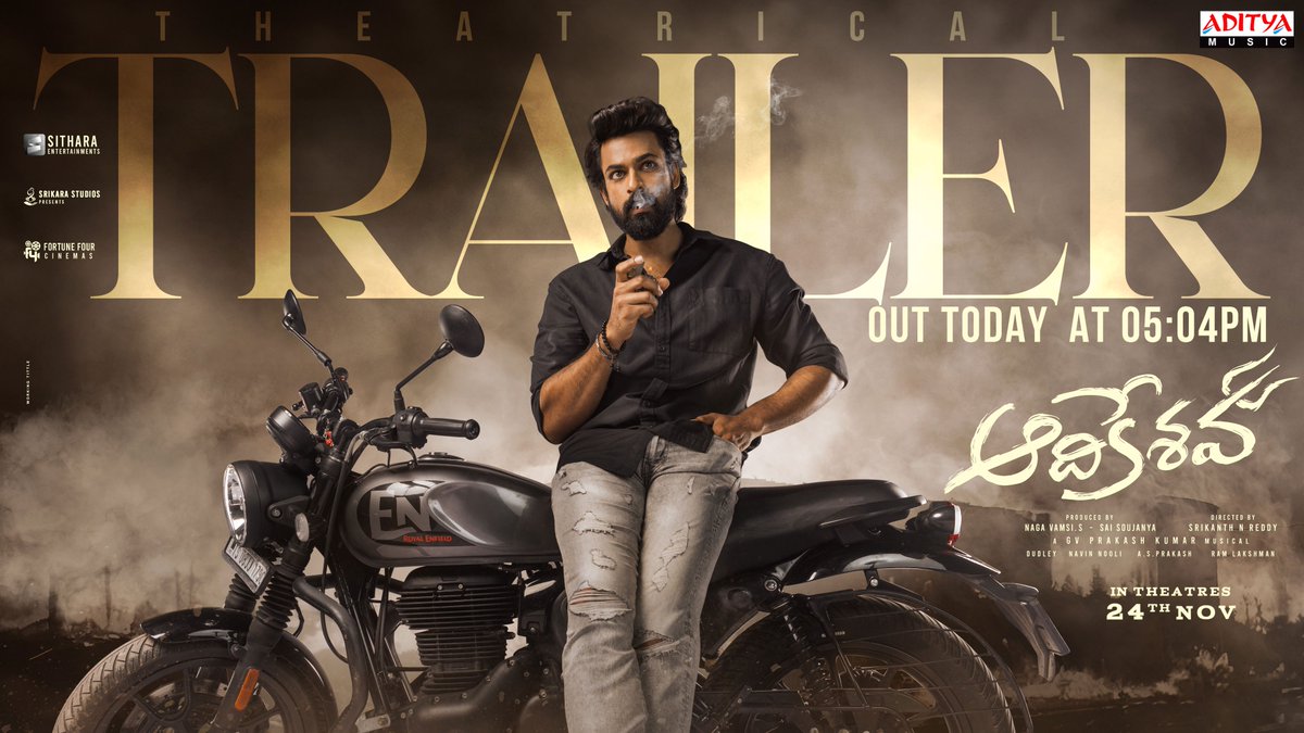 bnaveenkalyan1's tweet photo. #Aadikeshava Theatrical Trailer out now.
Trailer: https://t.co/ZKUjuLBrdA
Directed by #SrikanthNReddy
poster design: #workingTittle
photo shoot: @bnaveenkalyan1
@SitharaEnts #PanjaVaisshnavTej @sreeleela14
@vamsi84 #SreeLeela #JojuGeorge #BNaveenKalyanPhotography https://t.co/evdSnXFXPO