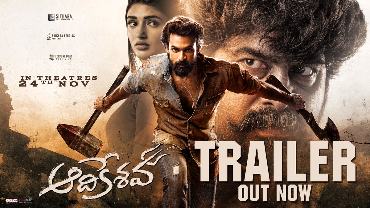 bnaveenkalyan1's tweet photo. #Aadikeshava Theatrical Trailer out now.
Trailer: https://t.co/ZKUjuLBrdA
Directed by #SrikanthNReddy
poster design: #workingTittle
photo shoot: @bnaveenkalyan1
@SitharaEnts #PanjaVaisshnavTej @sreeleela14
@vamsi84 #SreeLeela #JojuGeorge #BNaveenKalyanPhotography https://t.co/evdSnXFXPO