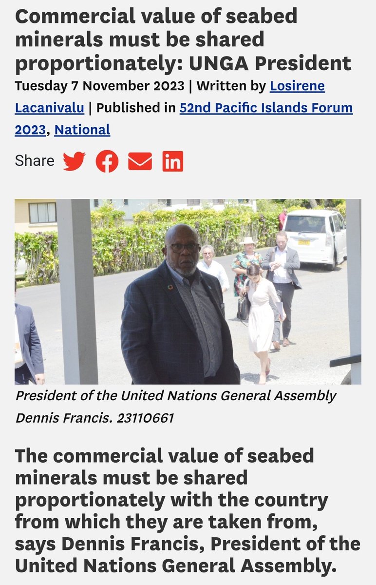 @UN_PGA says exploration is a very important development for the Cook Islands and the #Pacific. “Because you’ve got thousands of square hectares of minerals buried in the Pacific seafloor,” he said. “And that's an important development for the future.”