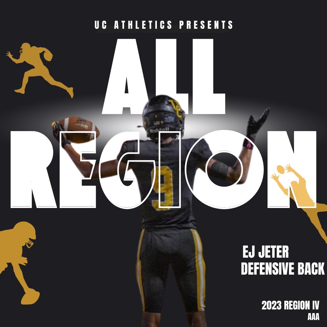 Congratulations to Junior Defensive Back EJ Jeter on being named to the Region IV AAA All Region Team. #ΤΣΒ #UCHome