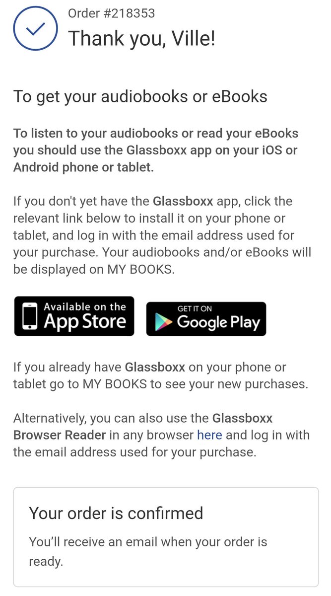 VilleOSalminen's tweet photo. @unbounders Thank you! ❤️ The book has indeed been published. Here is a screenshot of my order's status. https://t.co/ycJNasK09s