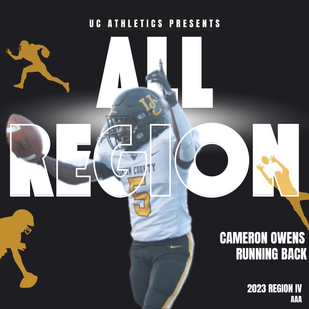 Congratulations to Senior Running Back Cameron Owens on being named to the Region IV AAA All Region Team. #ΤΣΒ #UCHome