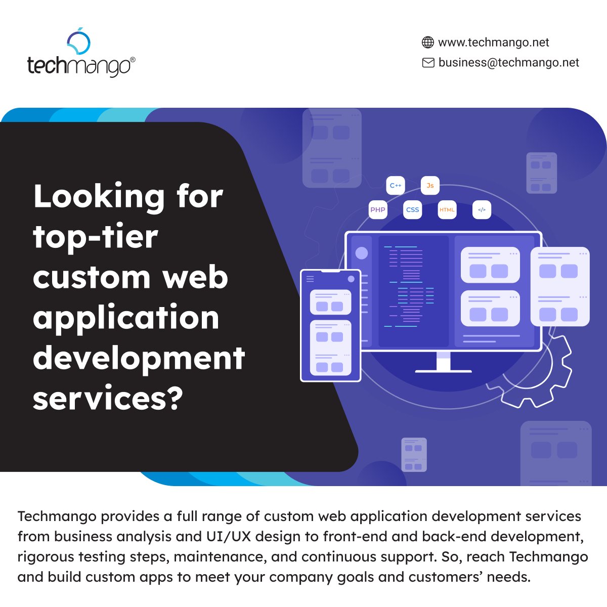 TechmangoS's tweet image. Looking for top-tier custom web application development services?

read at: bit.ly/3WeJ6Pm

#customwebapplication #development #ITservices #backenddevelopment #customapps #business #design #Techmango #buildcustomapps #customapplication #developmentservices