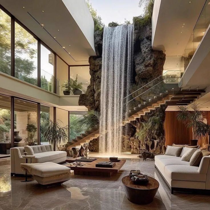 تصميم منزل غريب جدا 
بين الحقيقة والAi?? 
شلال داخل المنزل 🚶‍♂️
أعتقد Ai🫡🫡 
#تصميم_داخلي #تصميم_معماري #فلل #بيت_العمر #تصميم_واجهات