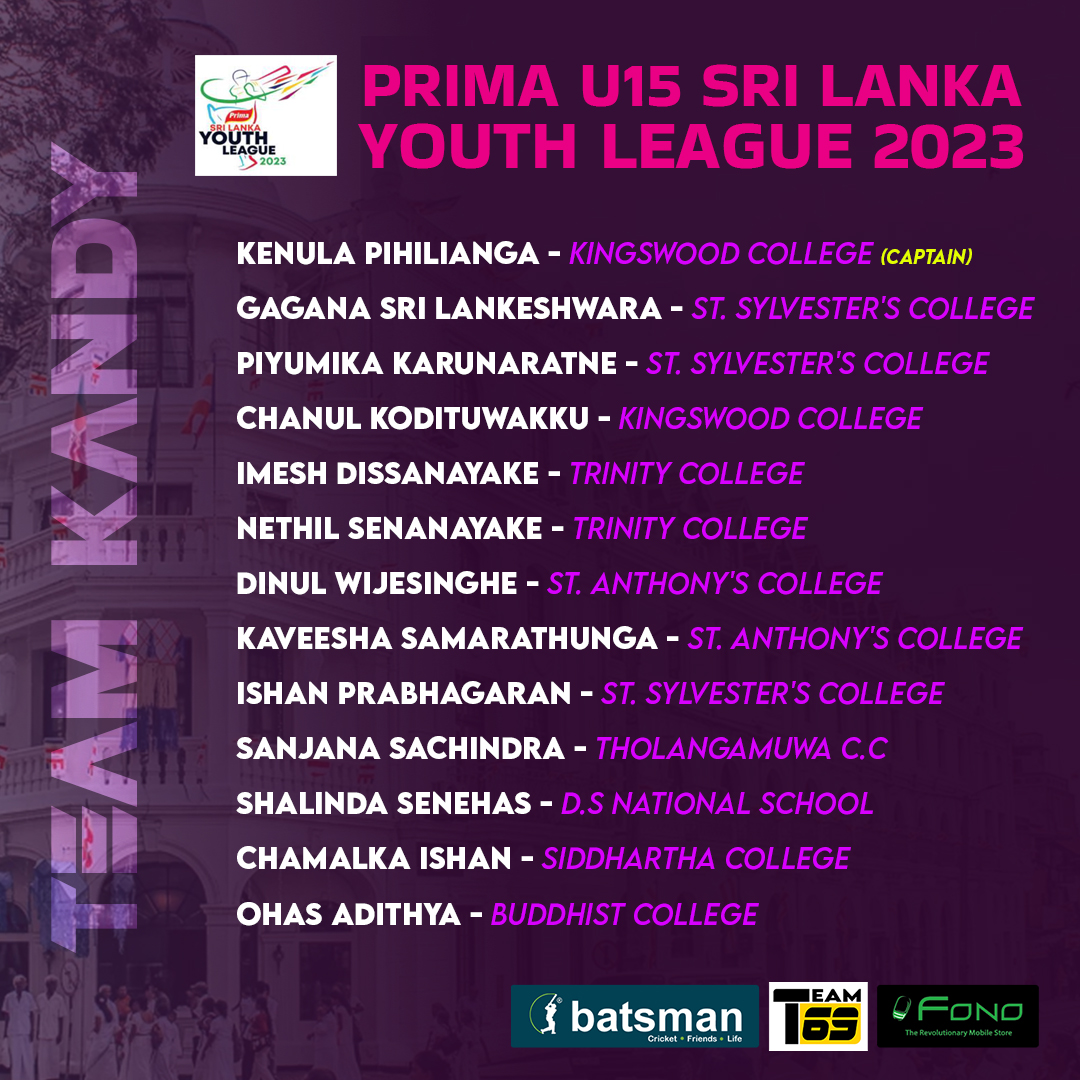 batsmanlive's tweet photo. TEAM KANDY | Prima U-15 Sri Lanka Youth League 2023
#TeamBatsman #SLSCA #SLC #SLYL #U15 #YouthLeague #fono https://t.co/h0uo8sFboE