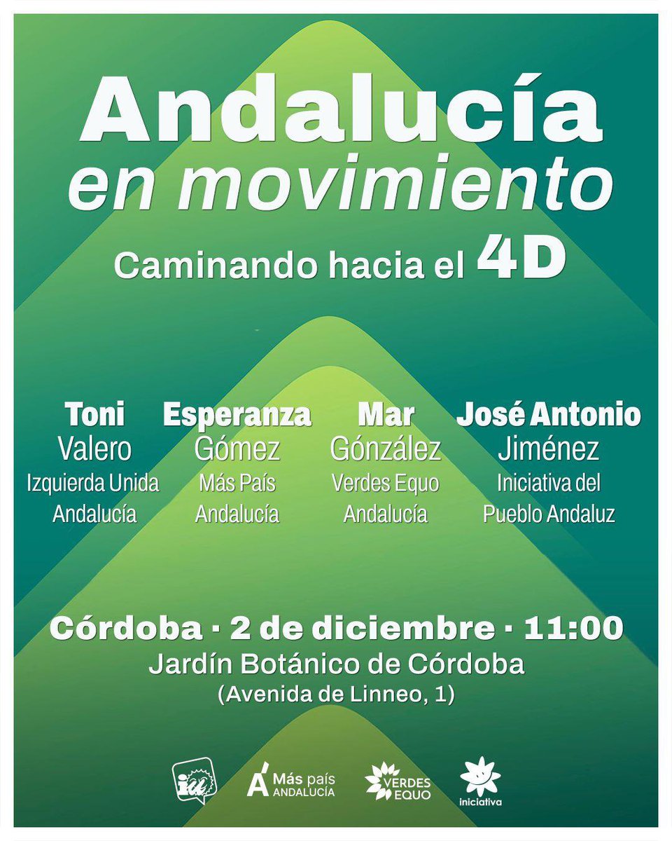 El #4D el pueblo andaluz conquistó las calles! Nos reunimos en Córdoba y os esperamos! Se acabó ser la cenicienta del cuento! Volveremos a las calles como hicieron nuestros antepasados para tener lo que merecemos
<a href="/VerdesEquo_And/">Partido Verde Andaluz 🌻</a> con <a href="/iuandalucia/">IU Andalucía🔻</a> @maspaisAND e <a href="/IniciativadAND/">Iniciativa del Pueblo Andaluz</a>