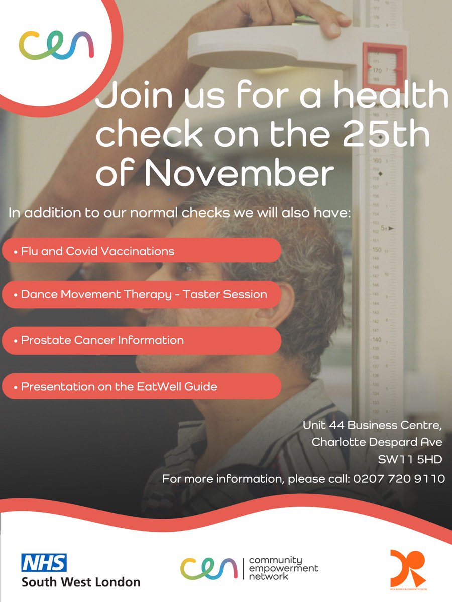 Join us on Saturday for our next health and wellbeing check