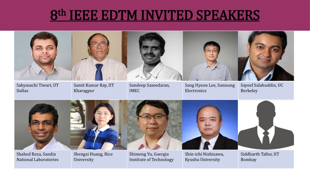 EDTM2024 (@edtm202460220) on Twitter photo 8th #IEEE #EDTM2024 provides you the exclusive opportunity to meet in person, world’s renowned experts from both #industry and #academia as our #Invited Speakers.
<a href="/yogeshs36114738/">Yogesh S. Chauhan</a>
<a href="/shubhamsahay93/">Shubham Sahay</a>
<a href="/MayankIISc/">Prof. Mayank Shrivastava</a>
<a href="/GangulyUdayan/">Udayan Ganguly</a> 8th #IEEE #EDTM2024 provides you the exclusive opportunity to meet in person, world’s renowned experts from both #industry and #academia as our #Invited Speakers.
<a href="/yogeshs36114738/">Yogesh S. Chauhan</a>
<a href="/shubhamsahay93/">Shubham Sahay</a>
<a href="/MayankIISc/">Prof. Mayank Shrivastava</a>
<a href="/GangulyUdayan/">Udayan Ganguly</a>