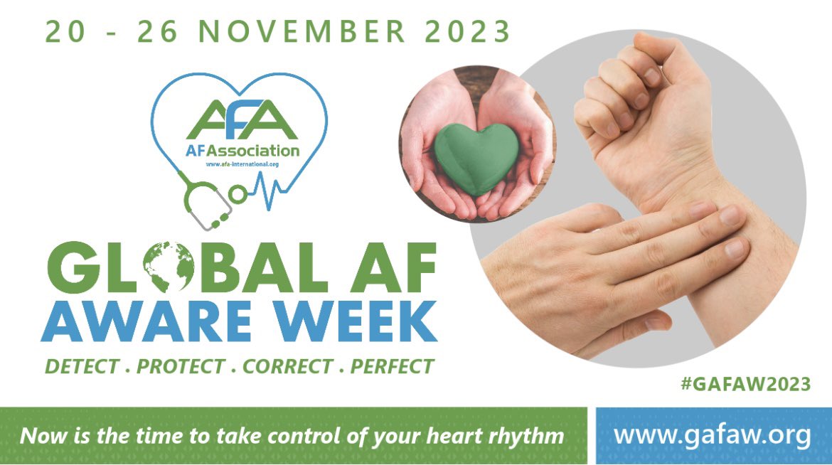 It’s Global Atrial Fibrillation (AF) Aware Week. This year shining a spotlight on the link between hypertension and developing AF. #GAFAW23 @AtrialFibUK @TheBHF @BIHSoc_Events