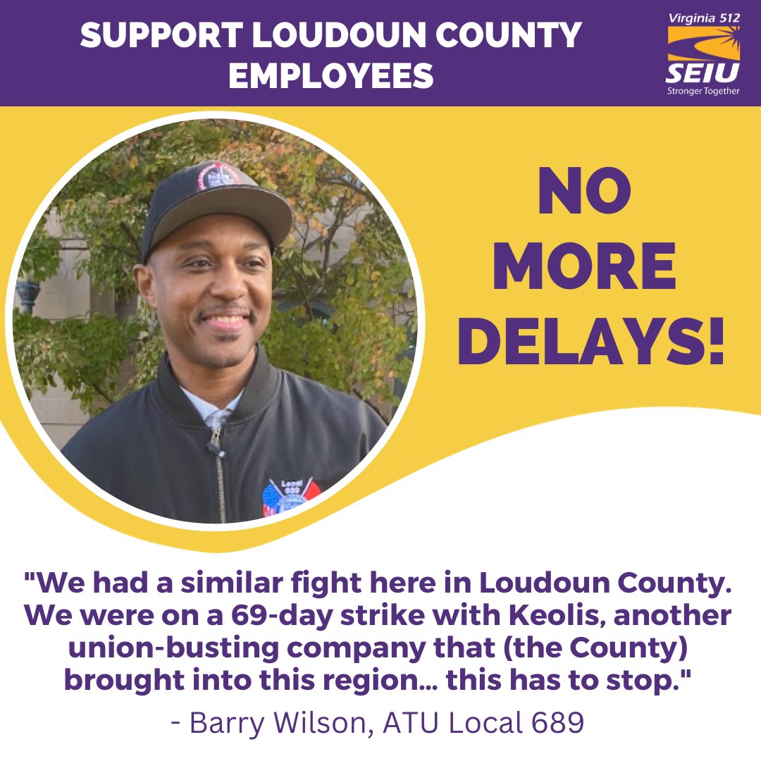 Working families across our region are calling on #LoudounCounty to stop the delays and let their employees vote for their union! Join them at tinyurl.com/3nt55u86 Thank you to our @ATULocal689 union family for you solidarity #LetUsVote #StopTheDelays #UnionsForAll