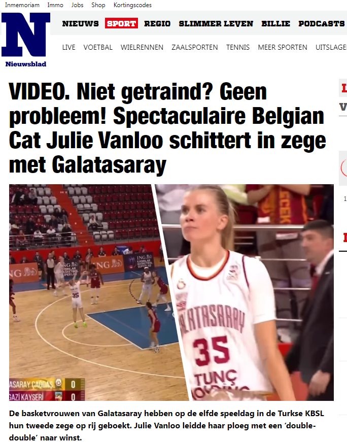 yellowredwall's tweet photo. 🏀🇧🇪Muhteşem Belçikalı Julie #Vanloo, #Galatasaray Çağdaş Faktoring'i zafere taşıdı.  

Vanloo, Bellona Kayseri karşısında 15 sayı ve 12 asistle oynadı. https://t.co/RJAgU36pi4