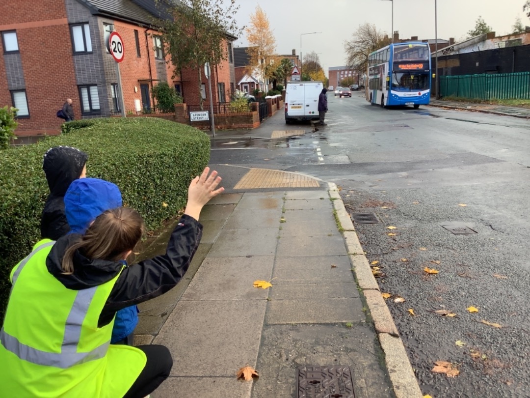 Nursery Rhyme Week - Wheels on the Bus. 
Cresswell class out in the local area spotting Buses.