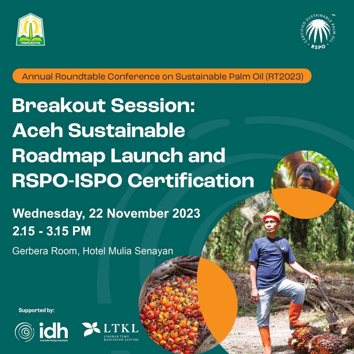 IDH (@idhtrade) on Twitter photo 📢IDH Indonesia <a href="/idh_indo/">Inisiatif Dagang Hijau</a> <a href="/RSPOtweets/">Roundtable on Sustainable Palm Oil</a> & <a href="/Kab_Lestari/">Lingkar Temu Kabupaten Lestari</a> (LTKL) will be facilitating the launch of Aceh #SustainablePalmOil Roadmap at the RSPO Roundtable Conference.
📍Hotel Mulia Senayan, Jakarta, Indonesia
🕜22 November 2023 at 2.15 - 3.15 PM (GMT+7)
➡ shorturl.at/hpMO5 📢IDH Indonesia <a href="/idh_indo/">Inisiatif Dagang Hijau</a> <a href="/RSPOtweets/">Roundtable on Sustainable Palm Oil</a> & <a href="/Kab_Lestari/">Lingkar Temu Kabupaten Lestari</a> (LTKL) will be facilitating the launch of Aceh #SustainablePalmOil Roadmap at the RSPO Roundtable Conference.
📍Hotel Mulia Senayan, Jakarta, Indonesia
🕜22 November 2023 at 2.15 - 3.15 PM (GMT+7)
➡ shorturl.at/hpMO5