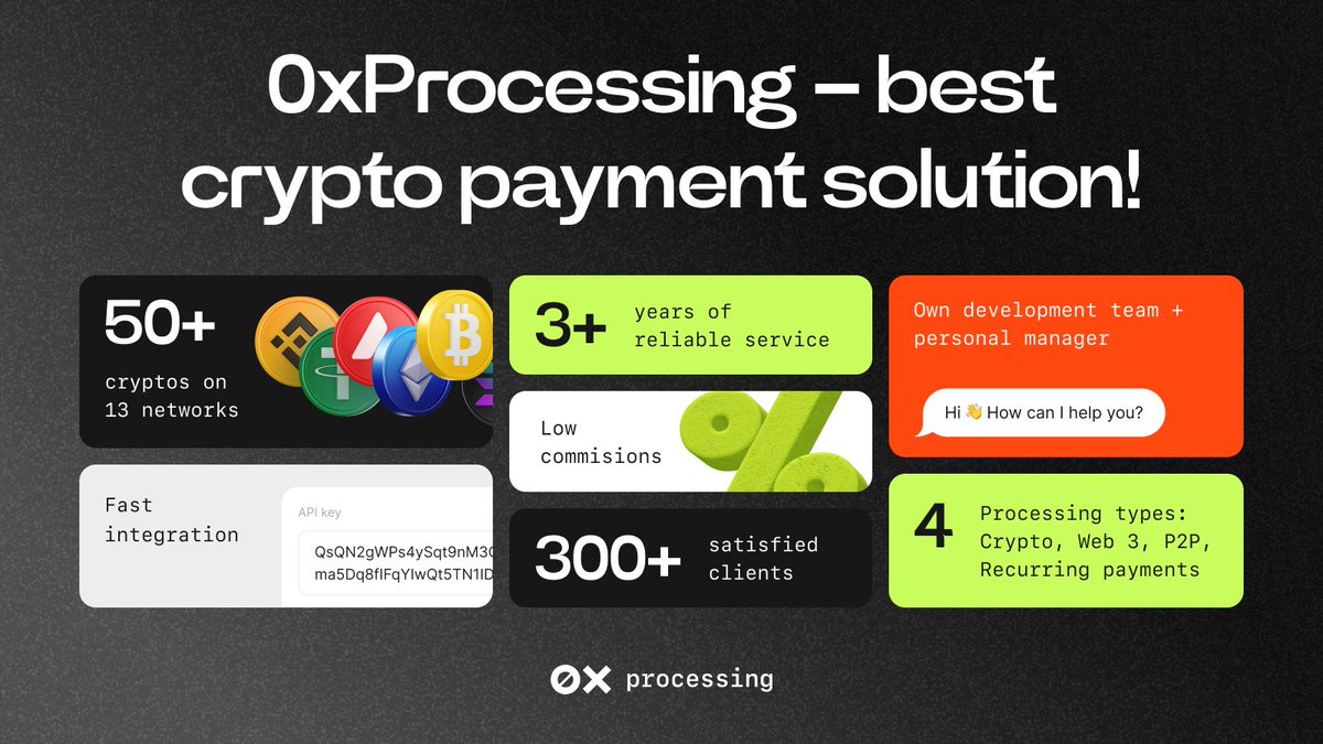 0Xprocessing's tweet photo. Are you a merchant or a part of the #Gambling and #GameFi space seeking to embrace cryptocurrency transactions?
🚀Discover #0xProcessing - your Premier Partner in #Crypto Payment Processing.
✅ Best conditions
✅ Stellar track record
Check out all our offers on https://t.co/rtVPtNad9N
#CryptoPaymentSolution #CryptoProcessing