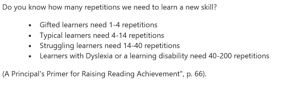 Reviewing MTSS data and was reminded of this statistic. Teach &amp; repeat as needed...