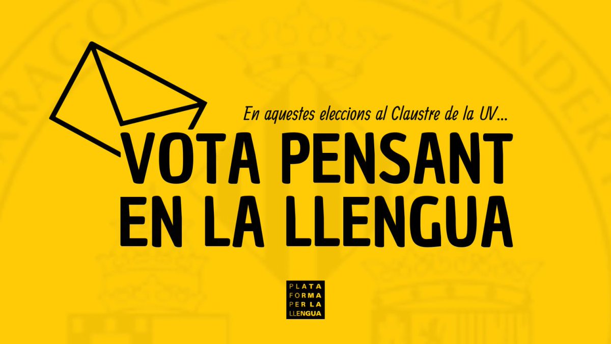 🗳 A les eleccions al Claustre de la <a href="/UV_EG/">Universitat València</a>, vota als sindicats que defensen els drets lingüístics dels estudiants valencians.

Aquest 23 de novembre, vota pensant en la llengua! #EleccionsUV 😊