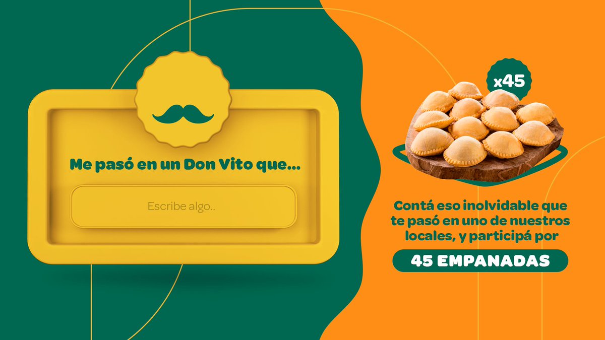 ¿Te parece bien cuarenta y cinco empanadas? 🔥

¡Contanos acá abajo tu mejor anécdota en un Don Vito! Las dos respuestas con más likes se lleva 45 empanadas, de una 🤪

Anunciamos ganadores el lunes 27 de noviembre.

#RellenasDeHistoria