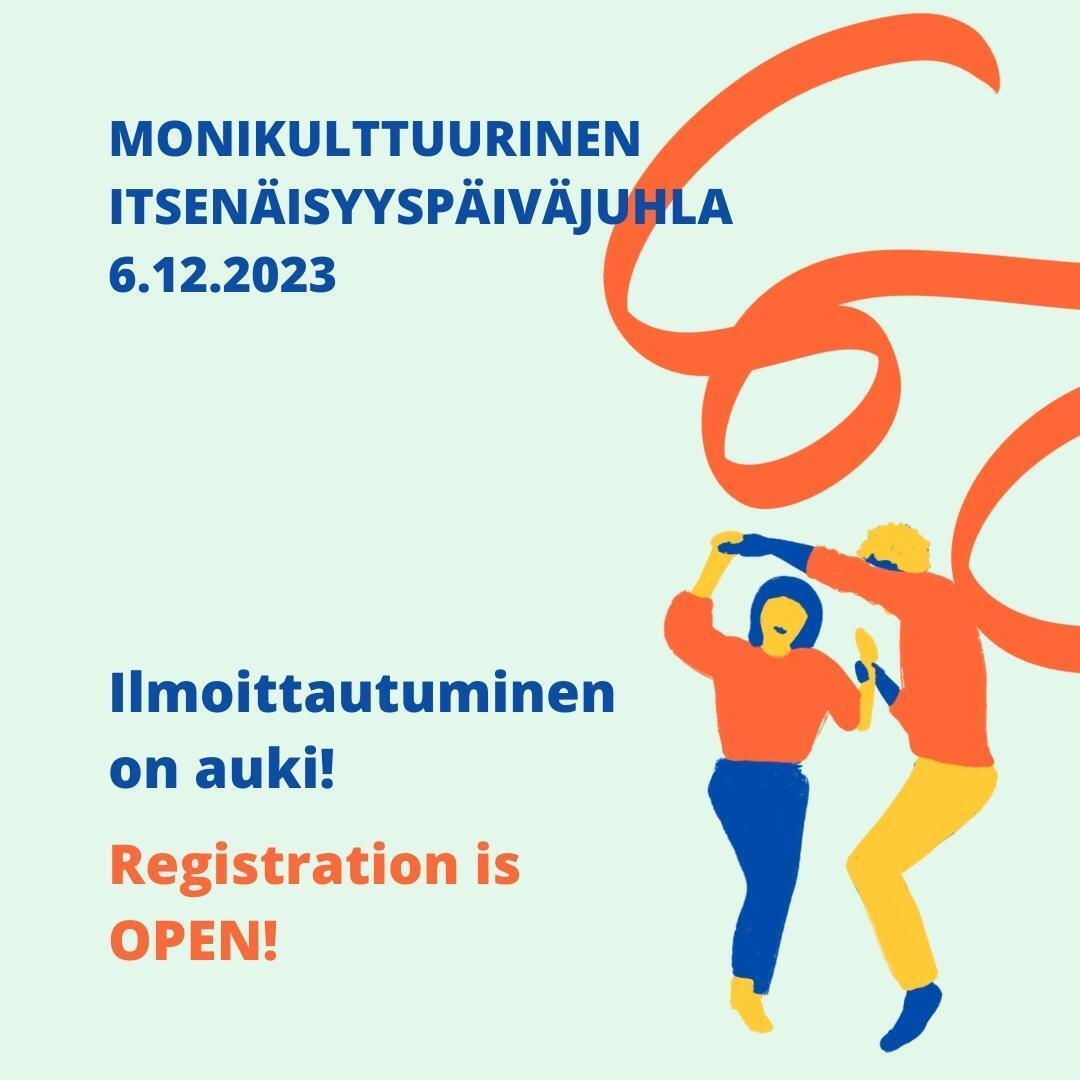 MoniheliRy's tweet photo. Registration for the Multicultural Independence Day Celebration is now open! Book your seats at the Tiivistämö before they run out 🤩 
Read more and register on the event page: https://t.co/m88Rjvf3bi
Participation is free of charge.
#mip2023 https://t.co/yTmkRqfnmf
