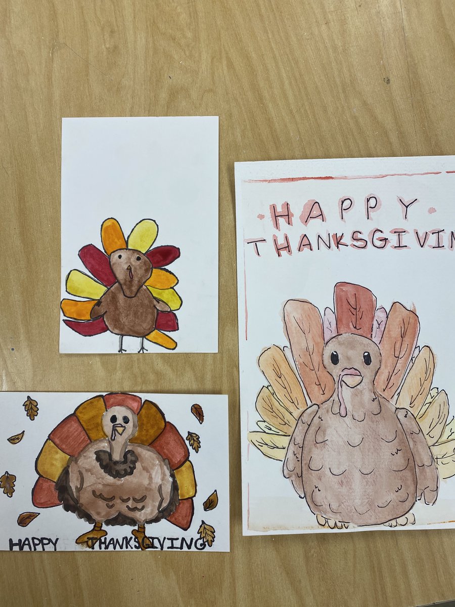 Turkey watercolor postcards created in painting class. Mariah Moody designed the 1st two-&amp; one which was inspired by her dads funny idea of turkey &amp; santa- haha! <a href="/EFEAteaches/">EFEA</a> <a href="/EFWarriors/">Elizabeth Forward HS</a> #Thanksgiving #art #fall #Turkey #HappyThanksgiving #santa #holiday #hum