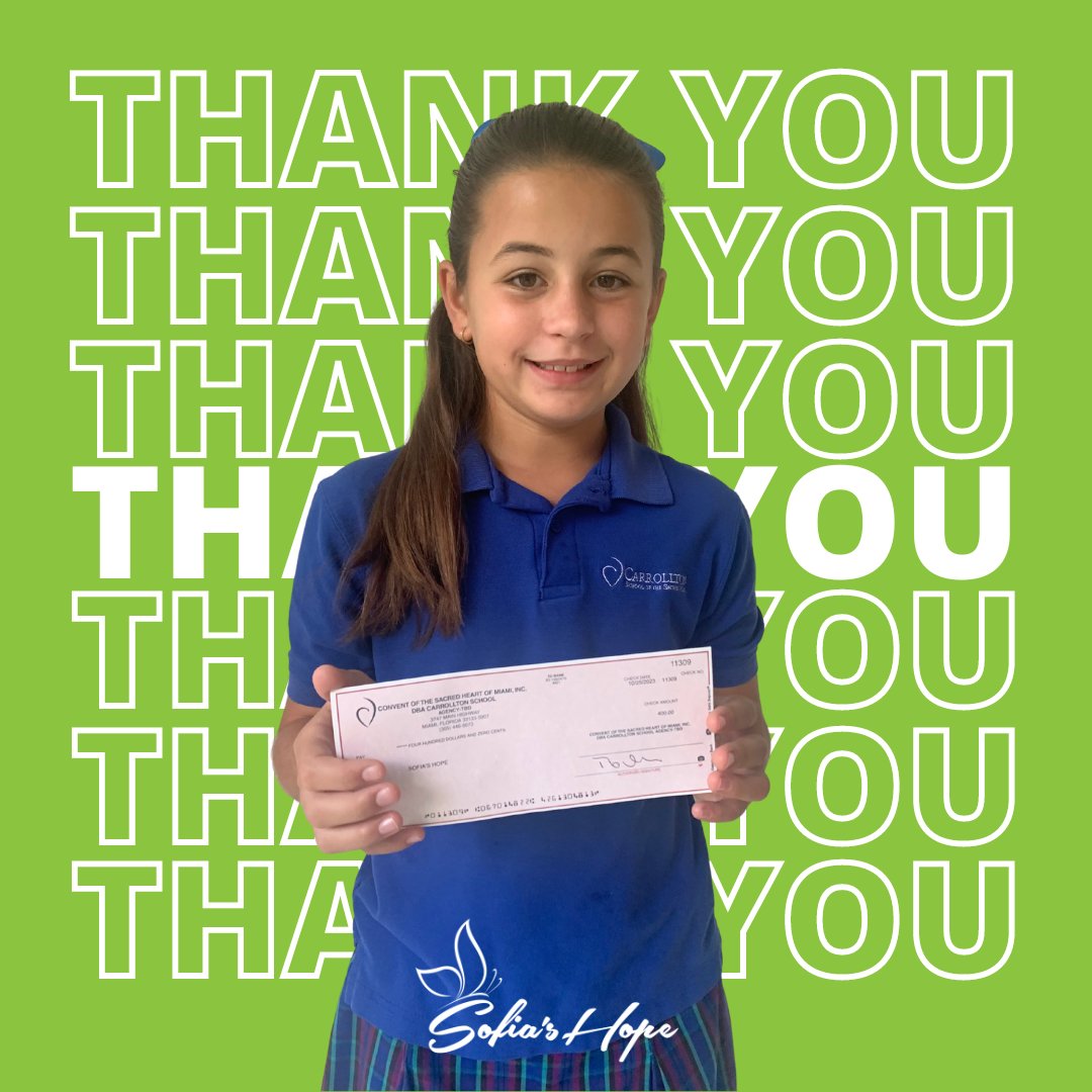 Meet Caro Miranda a 6th grader at Carrollton School of the Sacred Heart.  

Every year Caro spearheads a fundraising campaign amongst her fellow students in support of Sofia's Hope.  She has organized collections of squishy toys, stickers, lollipops and more and this year it was