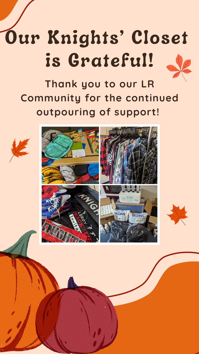 LeRoy_CSD's tweet photo. Our Jr.-Sr. High Knights’ Closet is thankful for our LR Community!
🍁 Staff & Students
🍁 Local Businesses
🍁 Family & Community Members
🍁 Volunteers & Organizations
#WERLR https://t.co/h6LHNLSRYz