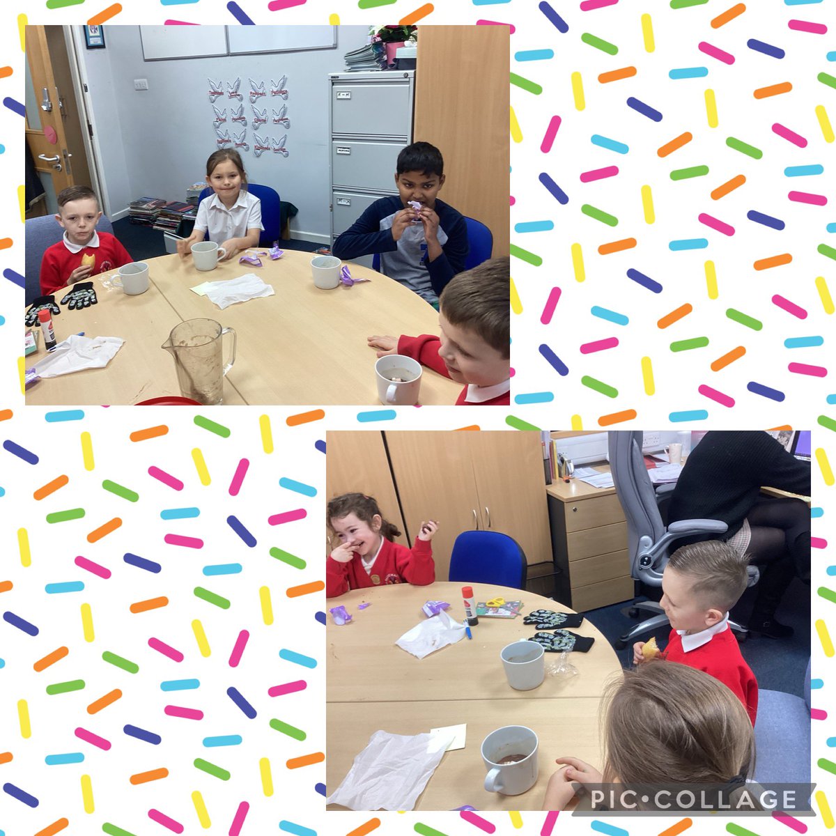 StMarysHalifax's tweet photo. Our 100% attendance children for last week, enjoyed their hot chocolate and treats with Mrs Walker. #attendancematters #attendance #hotchocolate #mrswalker #treats @BPS_Trust https://t.co/WOvYk50kHQ