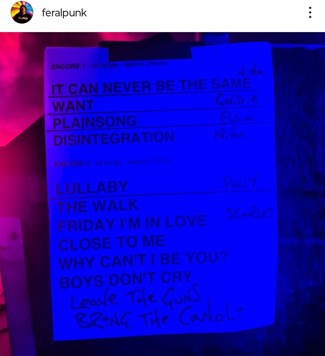 CraigatCoF's tweet photo. Cure setlists for @CoronaCapital.

From Al / feralpunk on Instagram.
https://t.co/WvmpBGohQP https://t.co/7MMz4lU0vP