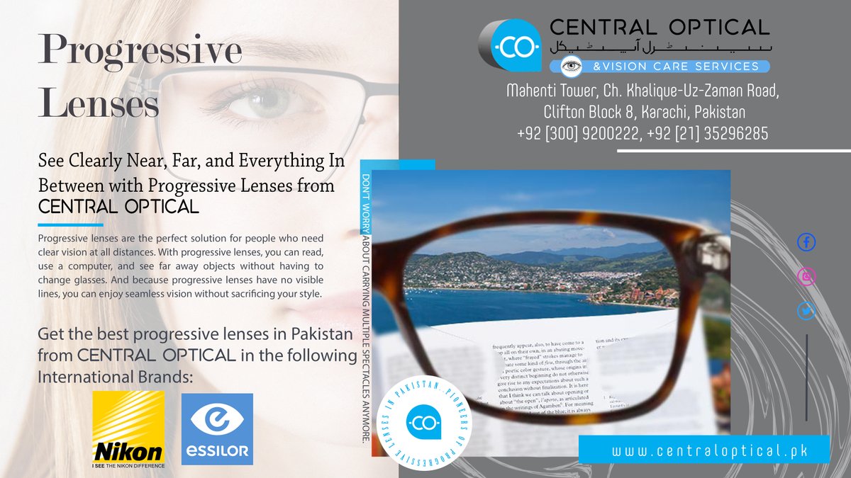 Central_Optic's tweet photo. Experience the world in clear focus with progressive lenses from Central Optical! 👓

Our wide selection of progressive lenses provides seamless vision at all distances, without the need for multiple pairs of glasses. ✨

#vision #progressive #eyecare https://t.co/Bx4xyDPwV2