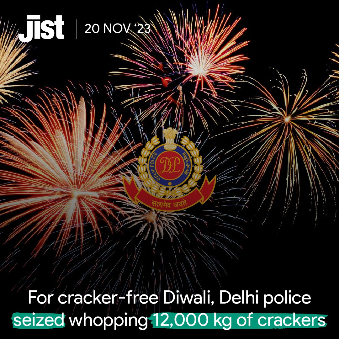 jist_news's tweet image. Delhi police, in the past one month confiscated more than 12,000 kg of firecrackers for illegal storage and sale, as per data provided by the Delhi government.

#firecrackerban #delhibanscrackers #dpcc #Diwali2023
