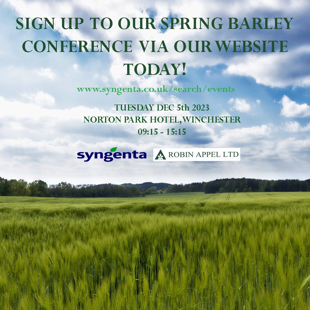 Syngenta UK (@syngentauk) on Twitter photo In conjunction with <a href="/RobinAppelLtd/">Robin Appel Ltd</a>, we are hosting the Southern #SpringMaltingBarley Conference! 🎉 Breakfast pastries 🥐 available on arrival from 09:15 and lunch will be provided 🍗 Head to our website to find out what's on the agenda for the day 👉 syngenta.co.uk/meeting/southe… In conjunction with <a href="/RobinAppelLtd/">Robin Appel Ltd</a>, we are hosting the Southern #SpringMaltingBarley Conference! 🎉 Breakfast pastries 🥐 available on arrival from 09:15 and lunch will be provided 🍗 Head to our website to find out what's on the agenda for the day 👉 syngenta.co.uk/meeting/southe…