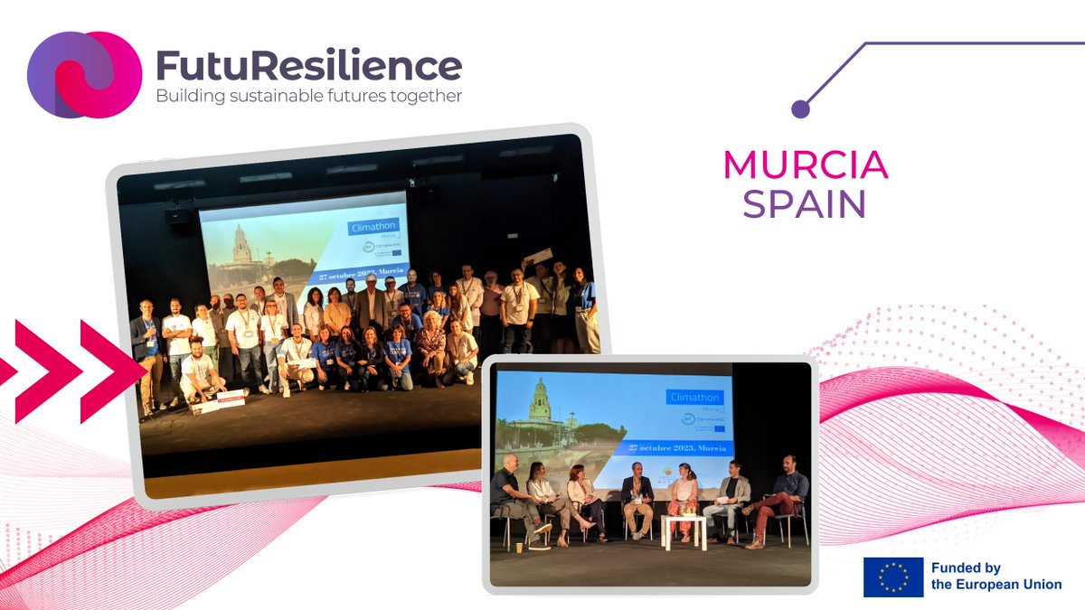 futuresilience's tweet photo. 🟣 News on the #MurciaLab ✅ On 27th October and 9-10th November the #FUTURESILIENCE local team participated along citizens, students and experts in both the Murcia and Cartagena #Climathon working on the effects of the heat islands on these cities. 🧶 (1/2) https://t.co/0bneCvFBWj