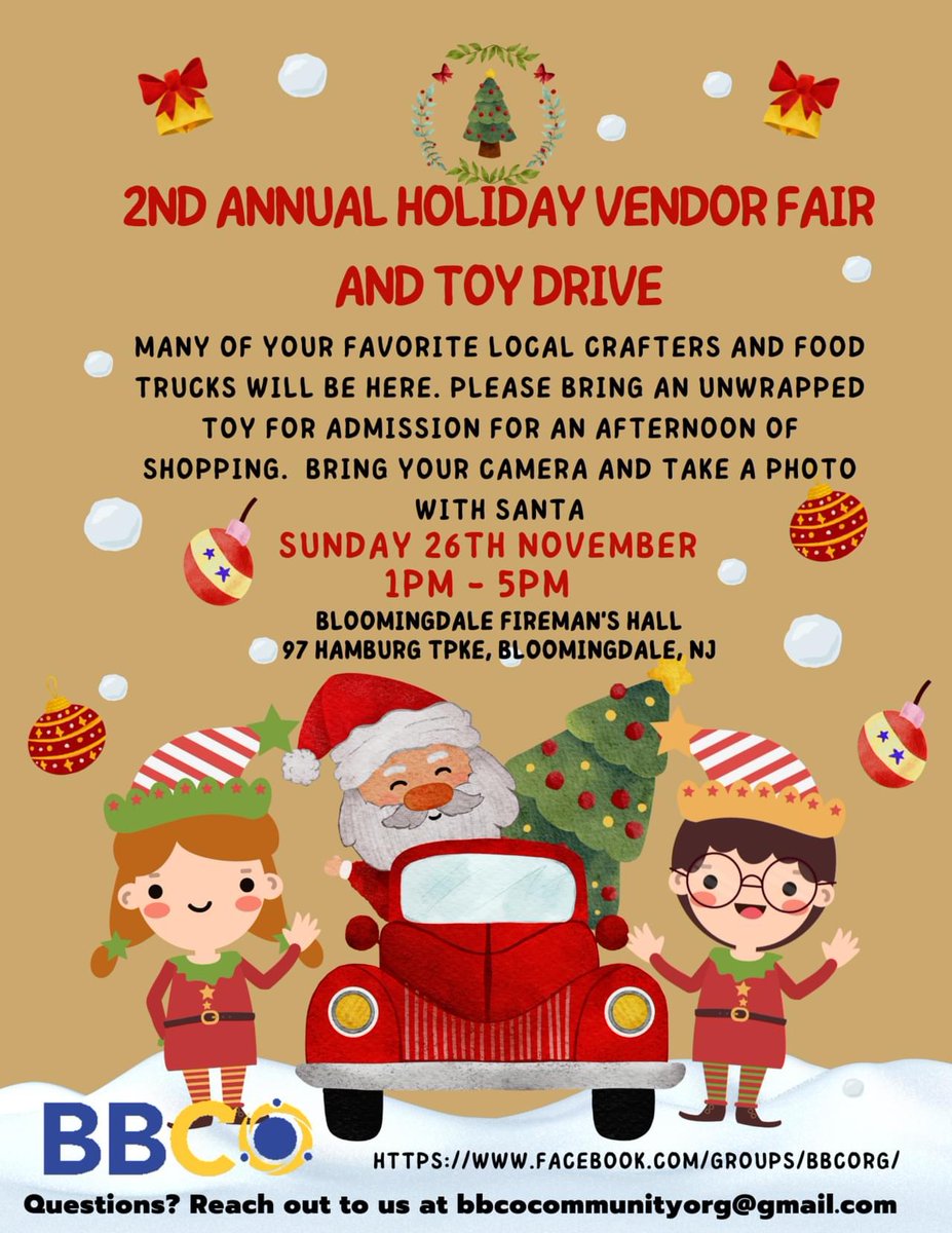 RBS_Bulldogs's tweet photo. The BBCO 2nd annual Holiday Vendor Fair &amp; Toy Drive is Sunday, 11/26 1-5pm at the Bloomingdale Fireman's Hall. Be sure to visit the table of RBS' very own Katie Hale! https://t.co/svoCA5lQ0y