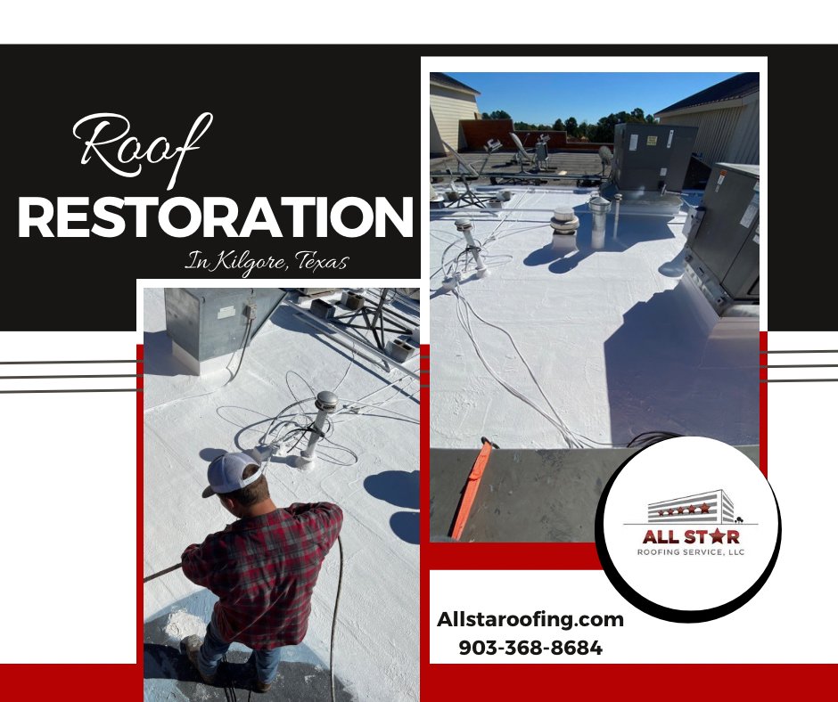 Roof restoration in Kilgore, Texas.
#allstaroofing #easttexas #roofer #commercialroofing #roof #kilgoretx #roofrestoration