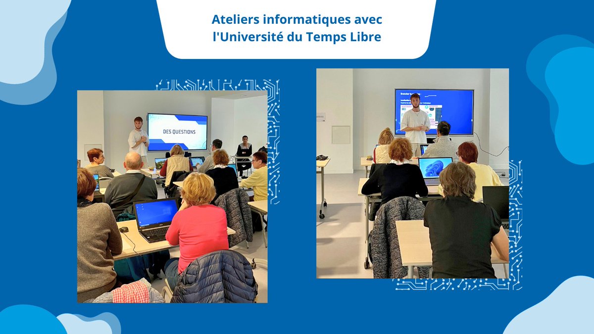 Le C-19 est heureux d'accueillir l'Université du Temps Libre Essonne dans le cadre de l'animation de 6 ateliers informatiques, à destination de 18 apprenant.e.s, et animés par deux élèves ingénieurs de <a href="/ENSIIE/">ensIIE</a> ⚙💻