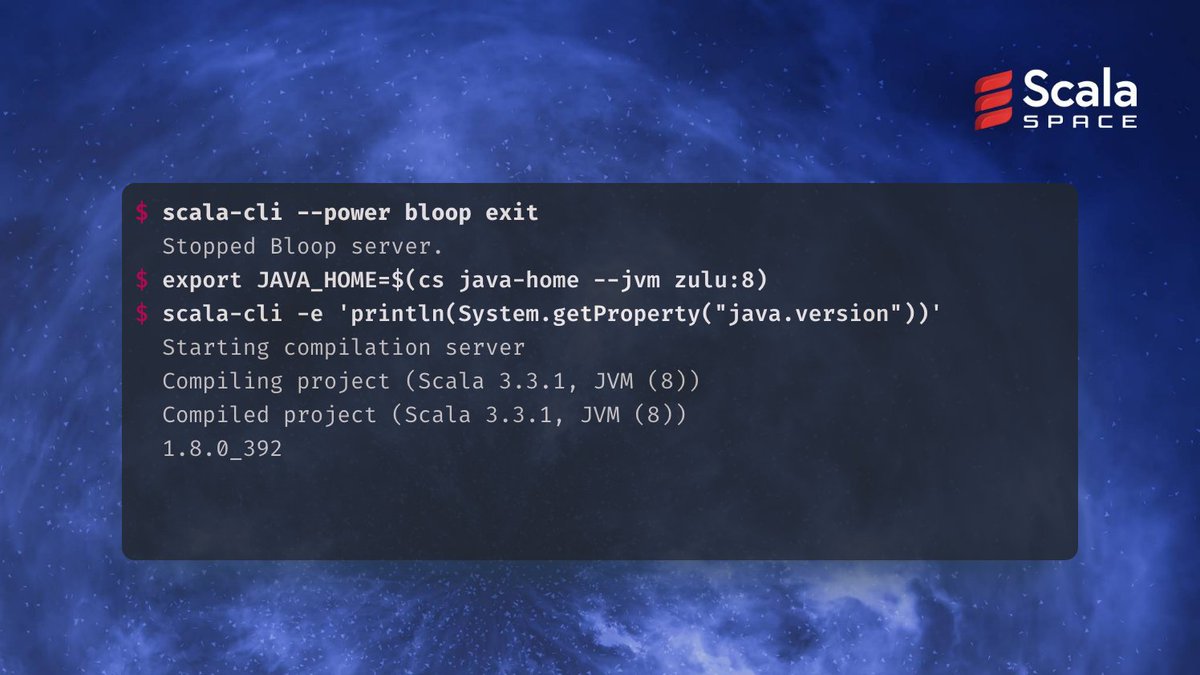 🚀 #ScalaCLI v1.0.6 is here!
No more errors with unsupported JVMs.
The tool now smartly defaults to Java 17 for Bloop when necessary, while still using your JAVA_HOME JVM for code execution.
Plus, we've got fixes for --watch and JVM selection.
