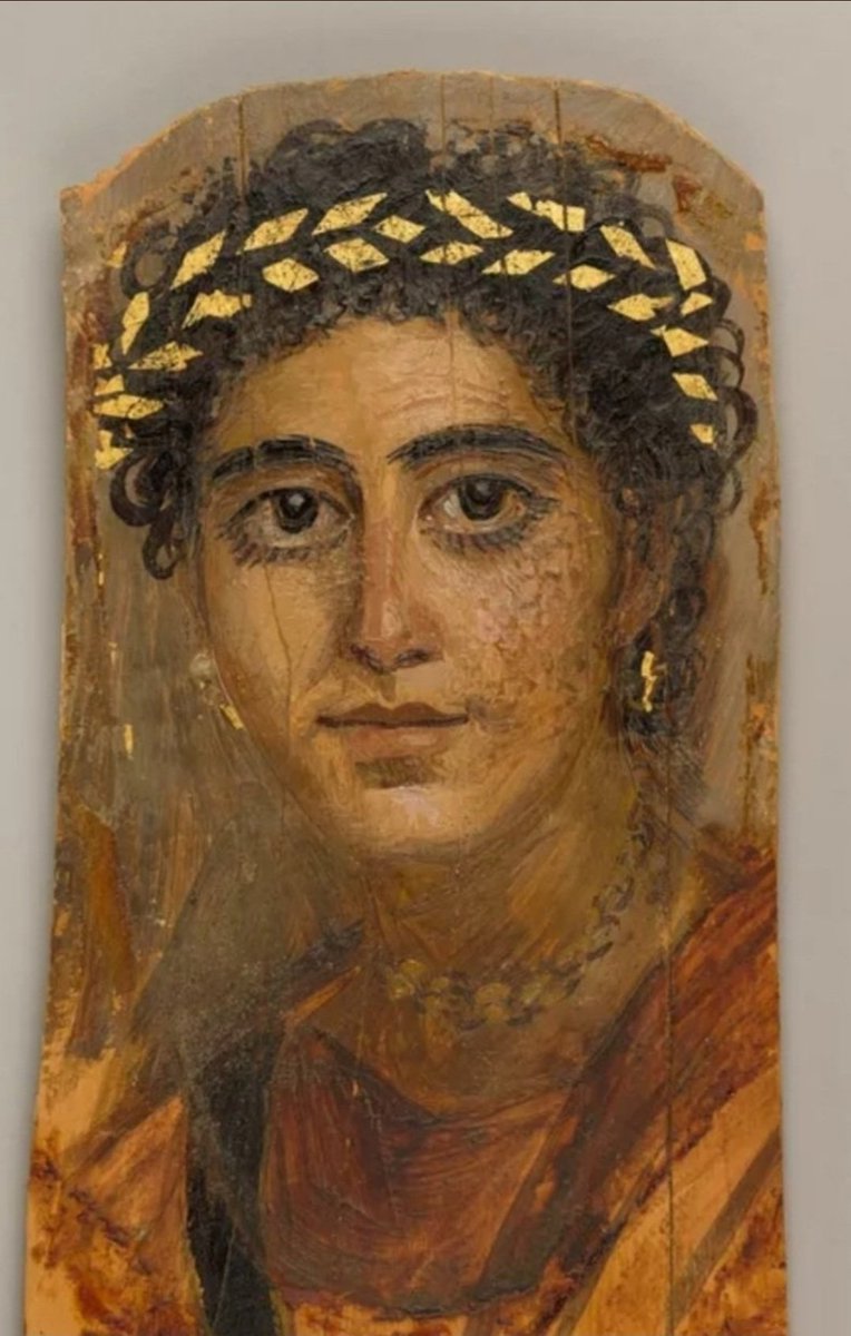 Fayum portrait of a young woman, from Egypt, dated 90-120 CE. The Metropolitan Museum of Art, New York (09.181.6) metmuseum.org/art/collection…