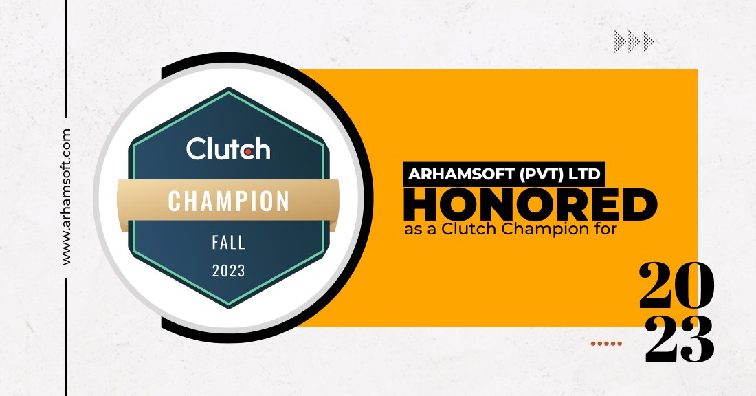 Thrilled to announce that ArhamSoft has been honored as a 2023 Clutch Champion by Clutch! 🏆🌟 

read more: bit.ly/40Jepoh
#CLUTCH  #excellenceawards #Champions #ClutchChampion #BreakingNews