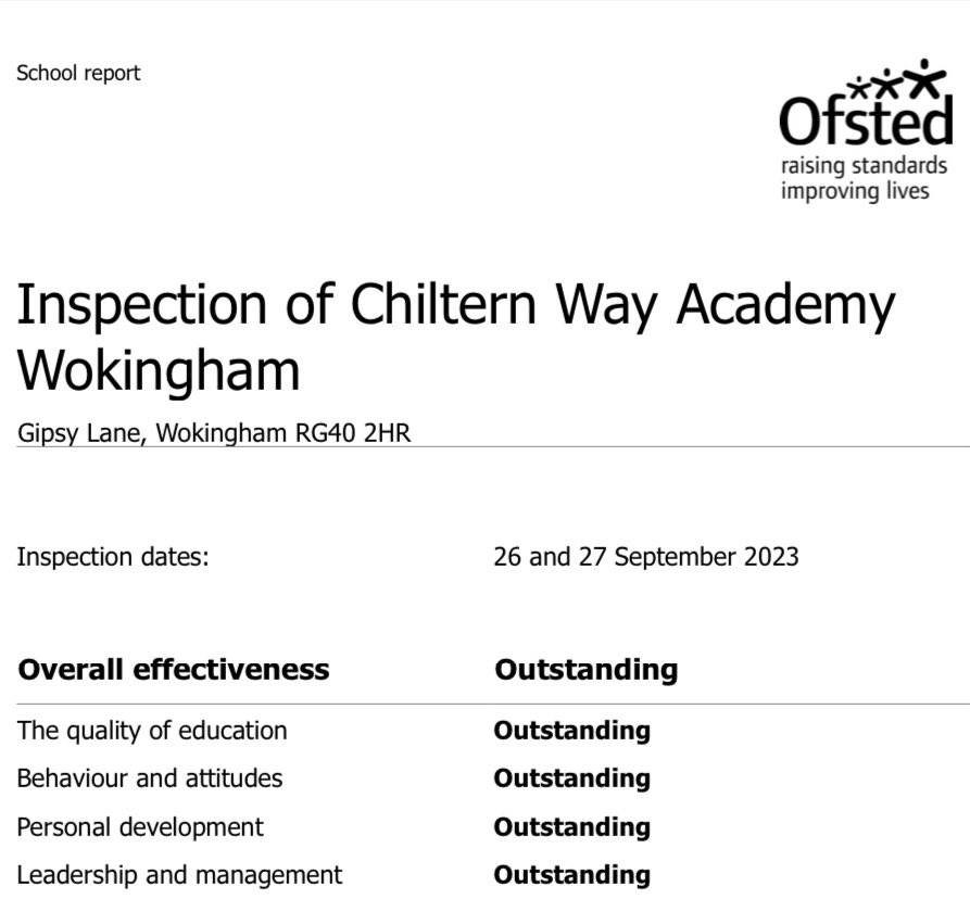 Team Wokingham - Inadequate (Under a previous Trust) to OUTSTANDING IN ONE OFSTED INSPECTION CYCLE, UNDER 3 YEARS.’Exceptional School’ #proud 
<a href="/WokinghamBC/">Wokingham Borough Council</a> <a href="/WokinghamToday/">Wokingham.Today</a> <a href="/Ofstednews/">Ofsted</a> <a href="/DethridgeKate/">Dame Kate Dethridge</a> <a href="/educationgovuk/">Department for Education</a> <a href="/dianabarran/">Diana Barran</a> #ofsted #TEAM #school #SEND 
reports.ofsted.gov.uk/provider/25/14…