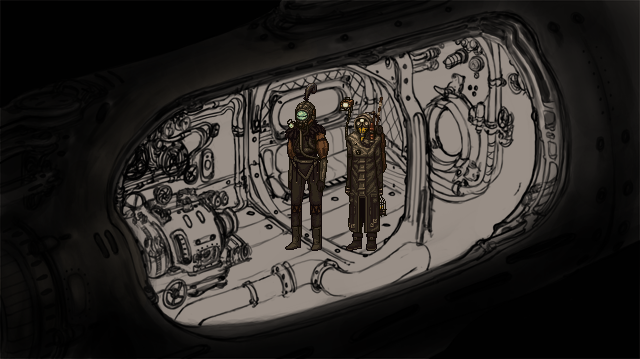 modredcastleton's tweet image. Sketch vs Final ⚡️⚡️ #GraphicAdventure #PointandClickAdventure #PointandClick #Pixelart #Dieselpunk