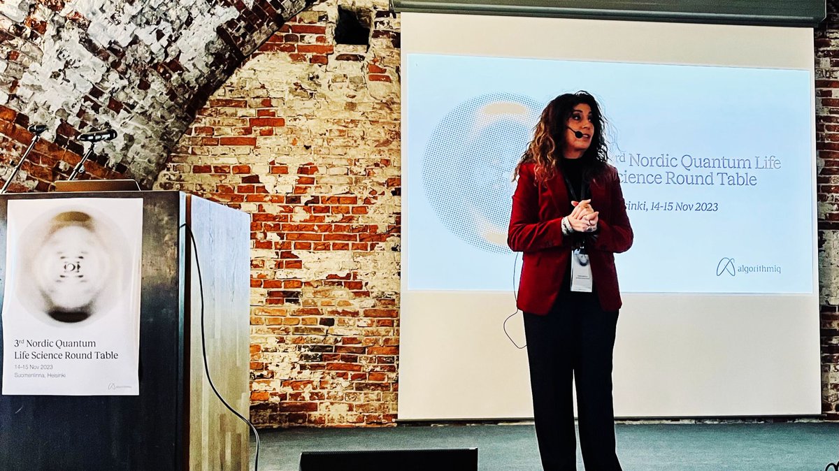 qubit_ulm's tweet photo. Amazing start of the 3rd Nordic Quantum Life Science Roundtable with our dear Susana Huelga presenting the latest research on the role of coherent effects in biological processes🍃✨It was a pleasure @SabManis and @AlgorithmiqLtd ✨#quantum #QuantumComputing #QuantumBio https://t.co/RjydKy5sBh