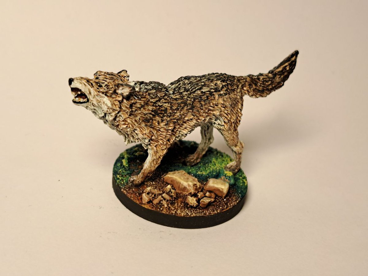 Old year 2000 <a href="/reapermini/">Reaper Miniatures</a> Dark Heaven Legends line miniatures  rebased and repainted for old times' sake.
My main D&amp;D 3.5 character Dalath and his trusty she-wolf Laika.
#miniaturepainting #RPG #d&amp;d