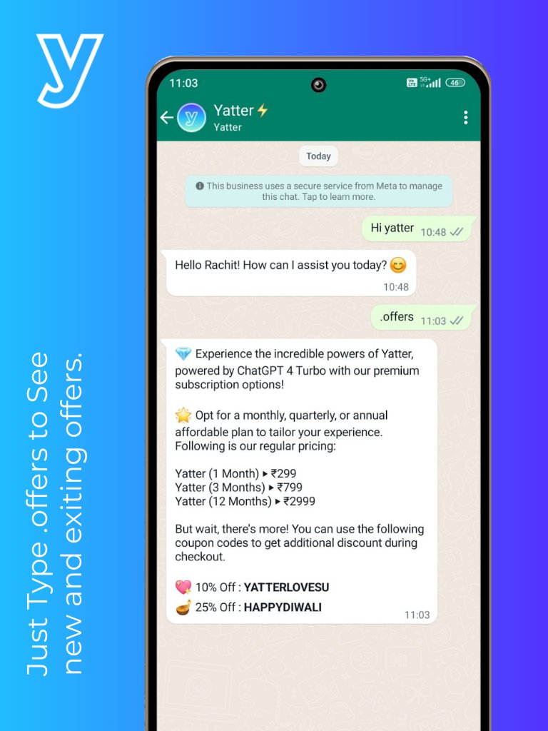 YatterAI's tweet photo. Discover the best Yatter AI deals at your fingertips! Simply type '.offer' or pick 'Offer' from the menu for a peek at our newest, unbeatable offers. Get ready to be amazed!
#chatGPTTurbo #yatter #data #tech #Updates #learning #digital #socialmedia #gadget #machinelearning https://t.co/LvcQEp6EBO