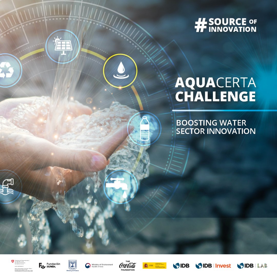 the_IDB's tweet image. Calling all innovators to lead the change in #WaterManagement. Join the #AQUACERTA challenge to make an impact by sharing your innovative solutions to transform #WaterSystems in #LatinAmerica and the #Caribbean. 

Learn more: bit.ly/3ulJjHg