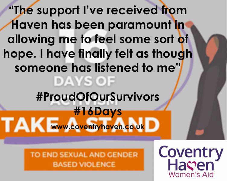 coventry_haven's tweet photo. Day 8 #16Days #SurvivorQuotes

What will you do to #EndViolenceAgainstWomenAndGirls?

If you need support, please call #SafeToTalk #Helpline 08001114998 or 02476444077 or see our website: https://t.co/Sqd9SLlFUy

#CoventryHaven #YouAreNotAlone #WeBelieve #WeUnderstand https://t.co/Dfh6440r8m
