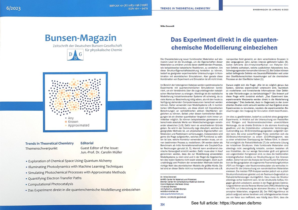 Hybrid Materials Interfaces (@hmi_group) on Twitter photo Wilke <a href="/hmi_group/">Hybrid Materials Interfaces</a> had the opportunity to write one of six articles about #trends in #TheoreticalChemistry for the Bunsen Magazine #BunsenGesellschaft #PhysicalChemistry
find the full article (in German only) here: bunsen.de/bmo/das-experi…
#physikalischeChemie #theoretischeChemie Wilke <a href="/hmi_group/">Hybrid Materials Interfaces</a> had the opportunity to write one of six articles about #trends in #TheoreticalChemistry for the Bunsen Magazine #BunsenGesellschaft #PhysicalChemistry
find the full article (in German only) here: bunsen.de/bmo/das-experi…
#physikalischeChemie #theoretischeChemie