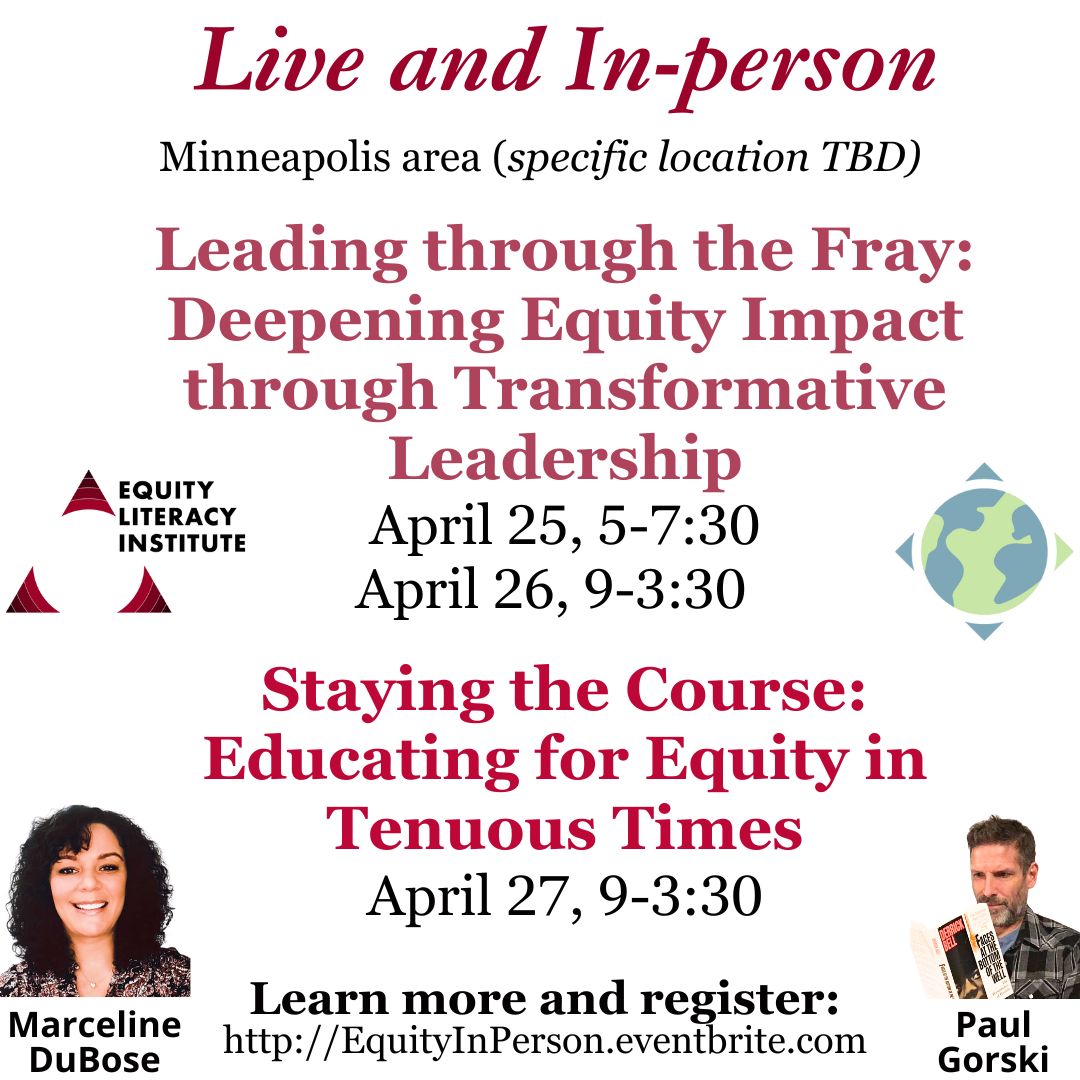 Paul Gorski | Equity Literacy Institute (@equityliteracy) on Twitter photo Finally, finally, finally! Our live institutes! Join us in April for these two in-person workshops. Bring a team! We hope to see you there. EquityInPerson.eventbrite.com <a href="/Due_East_Equity/">Due East Equity Collaborative</a> Finally, finally, finally! Our live institutes! Join us in April for these two in-person workshops. Bring a team! We hope to see you there. EquityInPerson.eventbrite.com <a href="/Due_East_Equity/">Due East Equity Collaborative</a>