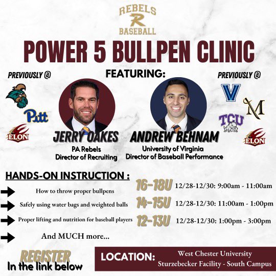 joakes46's tweet photo. Sign up for this incredible opportunity to work with Power 5 coaches and take your pitching, strength, and nutrition to the next level! 

https://t.co/OT81bf7o83 https://t.co/uBQFfhaDqK
