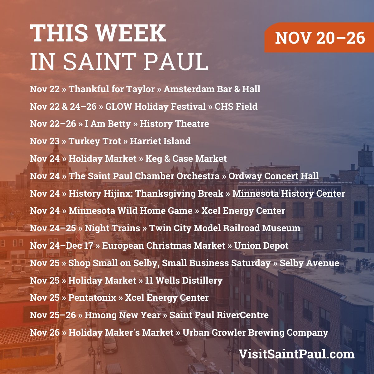 SaintPaul's tweet photo. Discover the latest happenings in #MYSAINTPAUL 📍🌆 Stay in the loop by subscribing to THE GO LIST email, and receive weekly event updates directly in your inbox » https://t.co/Sahuukvkei
#GoList #VisitSaintPaul #StPaulMN #SaintPaulMN #STP #MNEvents #OnlyInMN #SaintPaulidays https://t.co/TXb5aI9PHF