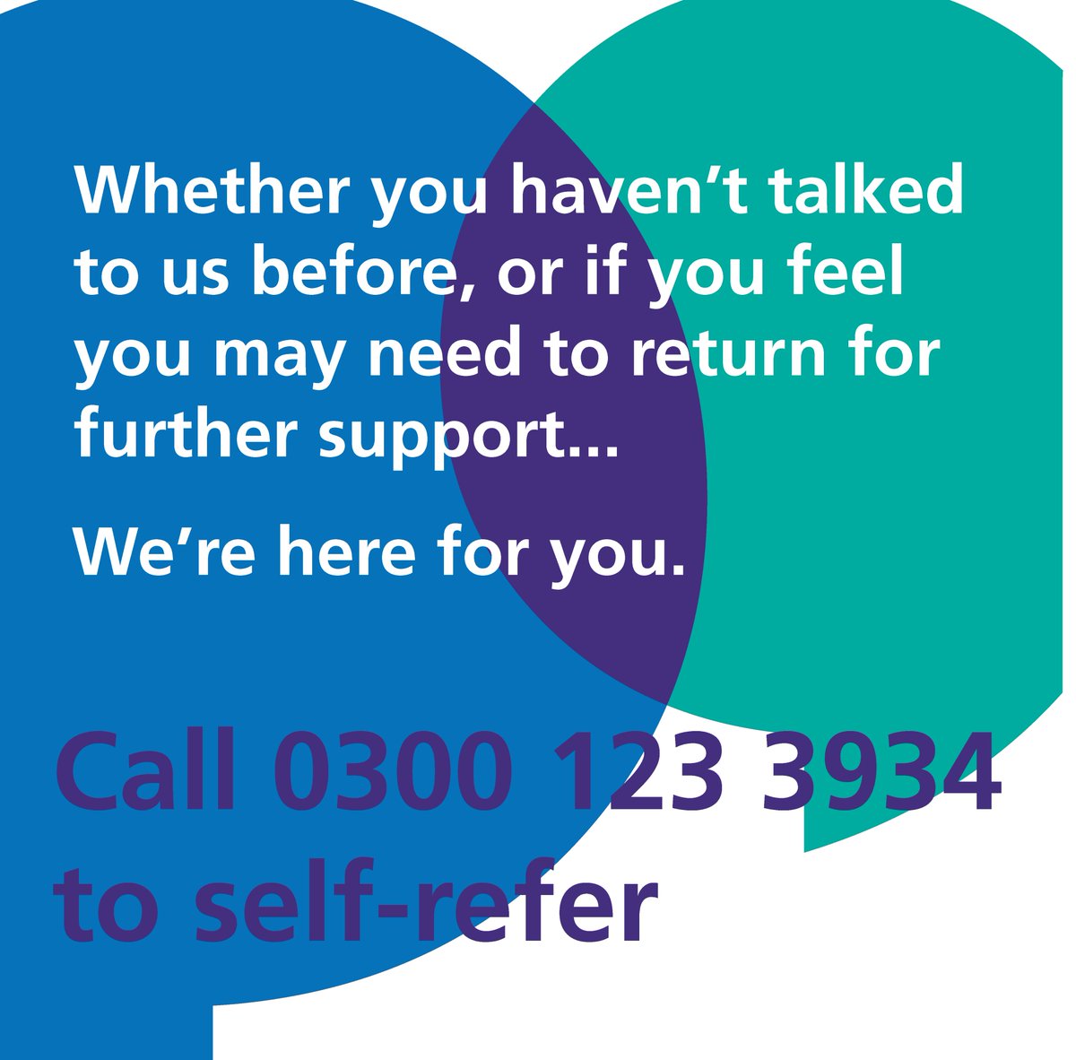 We accept self-referrals to our service whether you haven't reached out to us before, or if you have used Talking Change before and would like to speak to us again. Self-refer by calling 0300 123 3934 or by visiting our website talkingchange.nhs.uk
