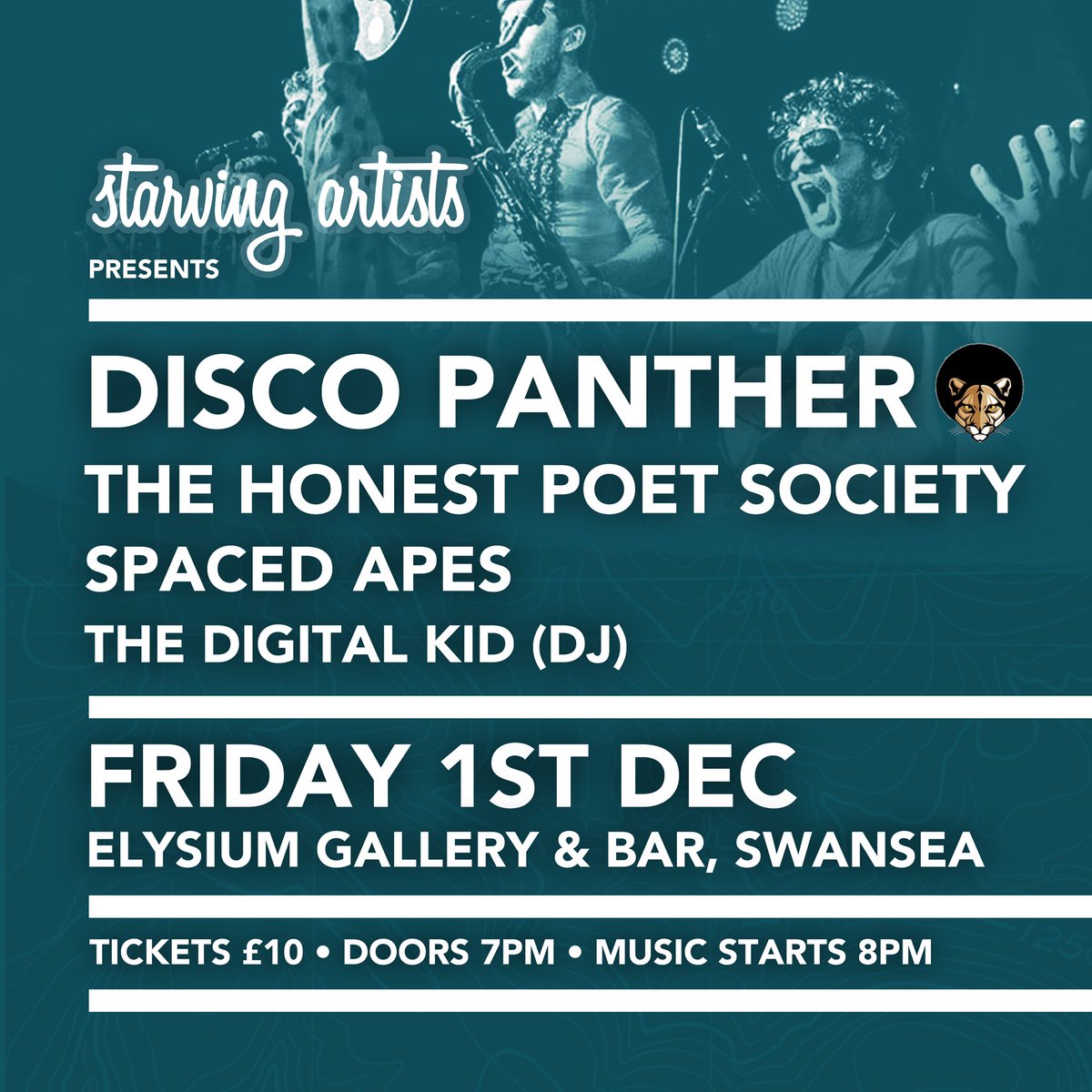 elysium (@elysiumgallery) on Twitter photo Funky people!
We enjoyed Disco Panther so much the other week, it seemed criminal not to have them headline another party before Christmas.
<a href="/StarvingArtists/">Starving Artists</a> have curated a stellar bill including The Honest Poet Society, Spaced Apes & <a href="/TheDigitalKid/">Rhys Rabaiotti</a>.
Fri Dec 1st. ยฃ10 otd. Funky people!
We enjoyed Disco Panther so much the other week, it seemed criminal not to have them headline another party before Christmas.
<a href="/StarvingArtists/">Starving Artists</a> have curated a stellar bill including The Honest Poet Society, Spaced Apes & <a href="/TheDigitalKid/">Rhys Rabaiotti</a>.
Fri Dec 1st. ยฃ10 otd.